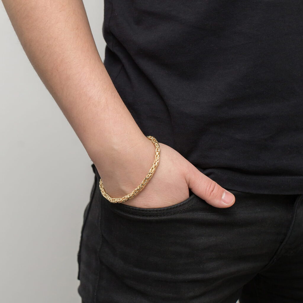 gruba złota bransoletka męska